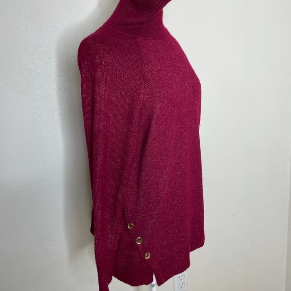 Michael Korse Pink Turtleneck Knit Sweater Size Large Women’s W Gold Buttons - Picture 3 of 10